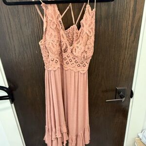 Free People Adella Pink Mini Dress